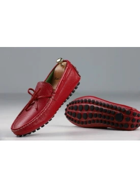 Kırmızı Deri Biyeli Erkek Ayakkabısı
